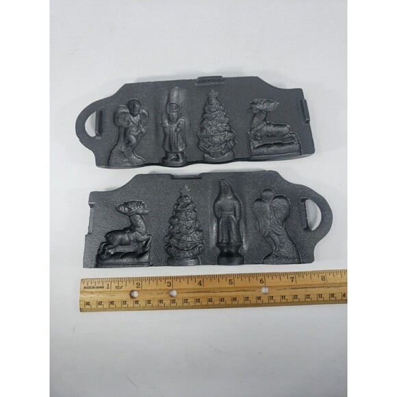 John Wright Cast Iron Christmas Candy Mold VTG Reindeer Angel Tree Santa 1993 - Picture 5 of 14